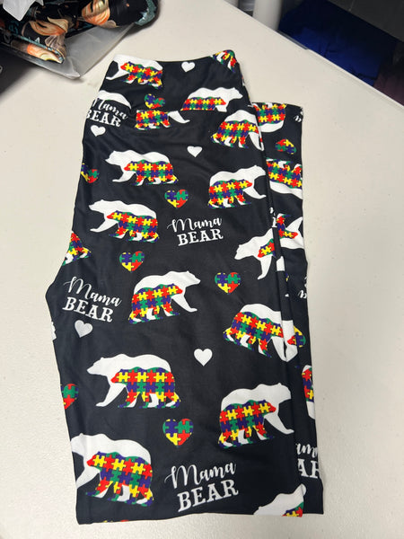 Autism Mama Bear Leggings - Size OS