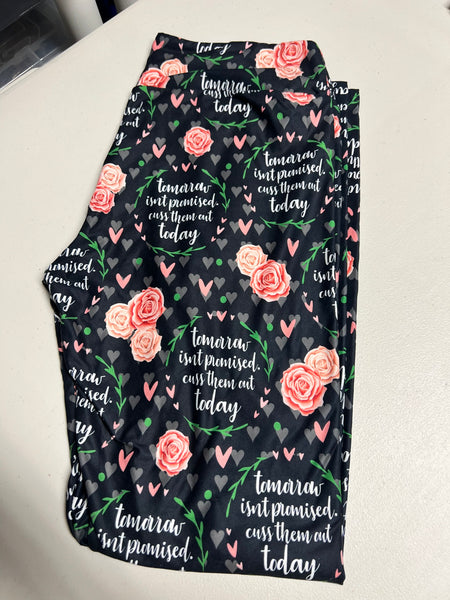 Cuss Them Out Today Leggings, Size OS