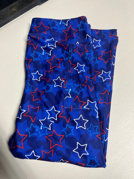 Patriotic Stars Leggings, Size OS CAPRI