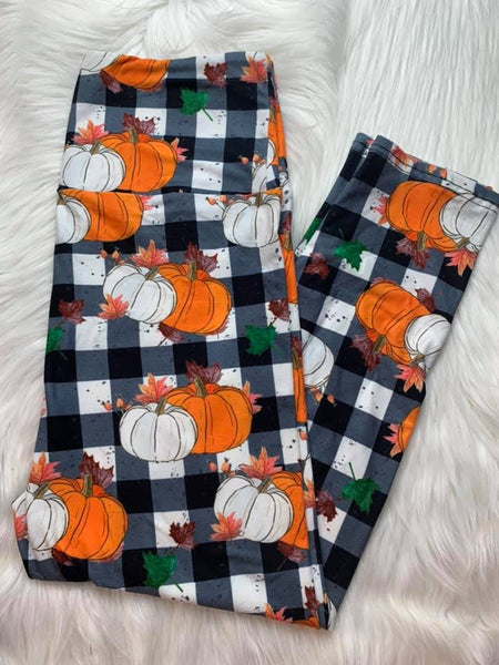Fall Pumpkin Plaid Capris