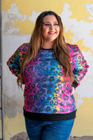 Rainbow Leopard Tie Dye Sequin Sweatshirt