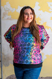 Rainbow Leopard Tie Dye Sequin Sweatshirt