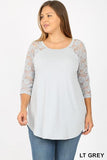 Grey Mist 3/4 Lace Sleeve Top