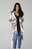 Open Front Fringe Hem Cardigan Sweater