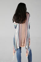 Open Front Fringe Hem Cardigan Sweater