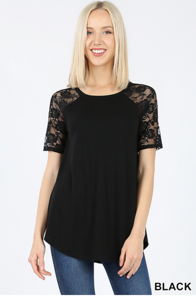 Black Lace Sleeve Top