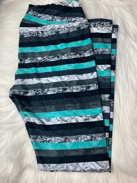 Gorgeous Teal Stripes Leggings