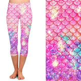 Pink Mermaid Scales Leggings CAPRI LENGTH