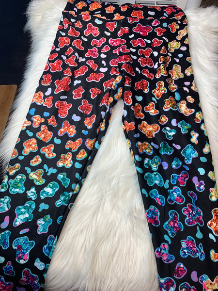 Glitter Rainbow Cheetah CAPRI Leggings with pockets
